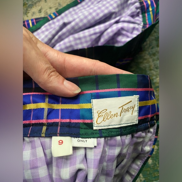 Vintage rare 60/70s Ellen Tracy plaid taffeta wrap long skirt, size medium large - Picture 7 of 16